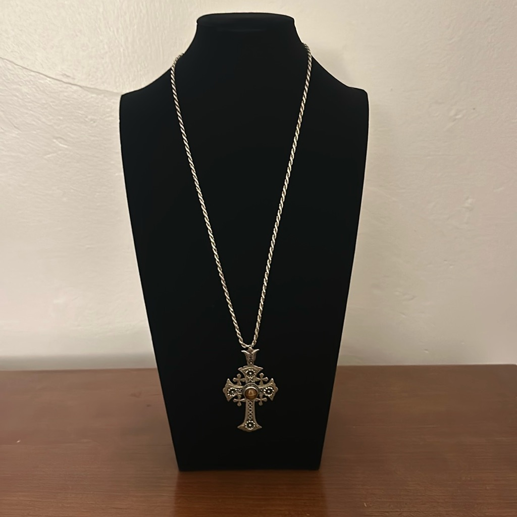 Jerusalem Cross Very Rare Silver With Tiger’s Eye And Ornate Carving.